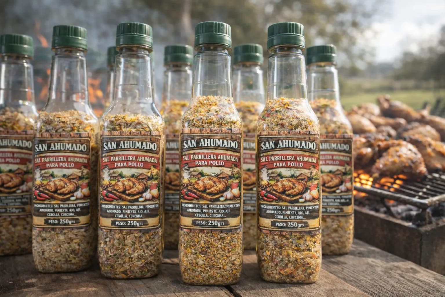 Frascos de Sal Parrillera Ahumada para pollo de San Ahumado